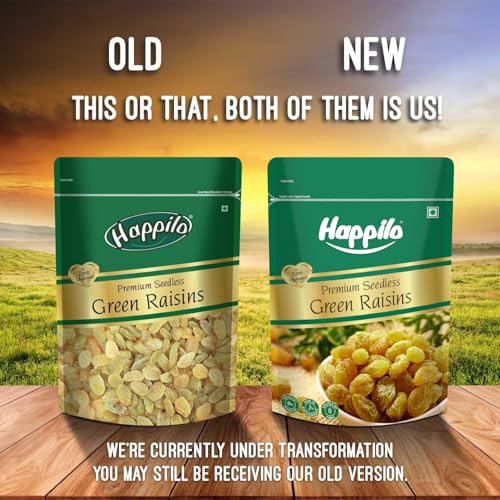 Image of Happilo Premium 1kg Seedless Green Raisins | Rich in Iron & Vitamin B | High in Antioxidants (Pack of 2)