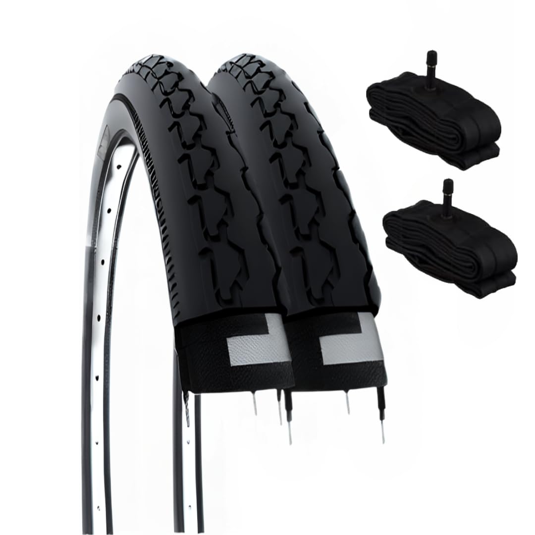 2 tyres 24 x 1 3/8 (37-540) + American Valve Chambers Black Tyres Wheelchair Covers 24 Inches