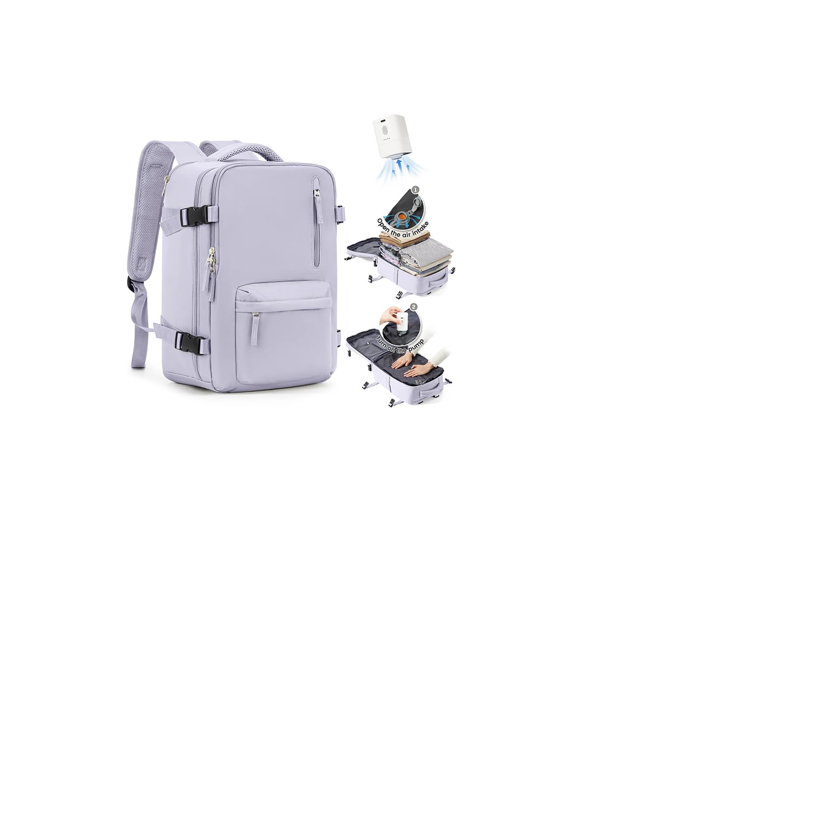 SZLX Vakuum Rucksack Handgepäck Damen, Airbag Rucksack Vakuum mit Vakuumsystem für Reisen, Ryanair Vacuum Reiserucksack mit Pumpe Wasserdicht Herren Vakuumkoffer