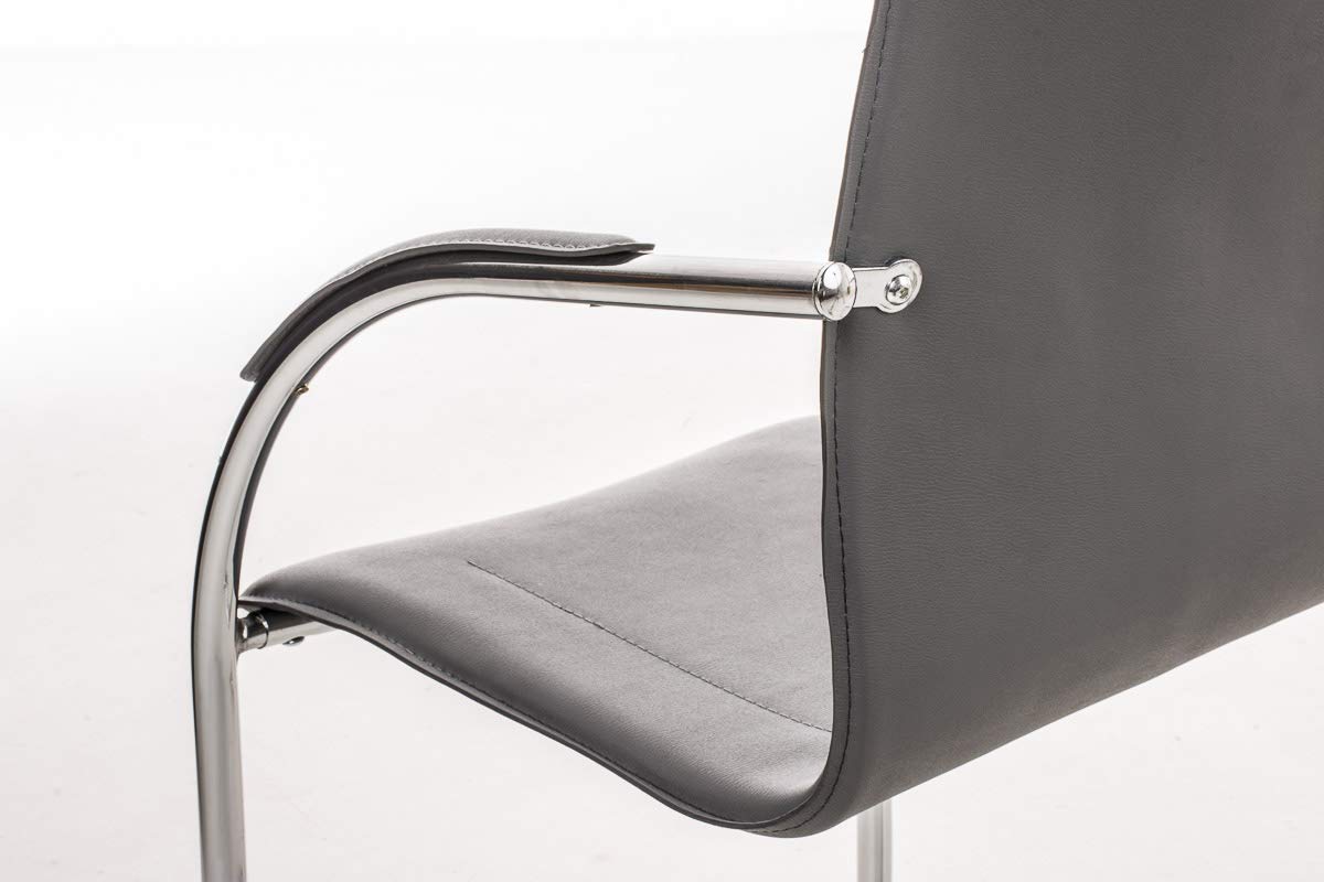 CLP - Melina, sedia per sala d’attesa a cantilever con braccioli, seduta in similpelle, con struttura in metallo Contemporaneo Grey