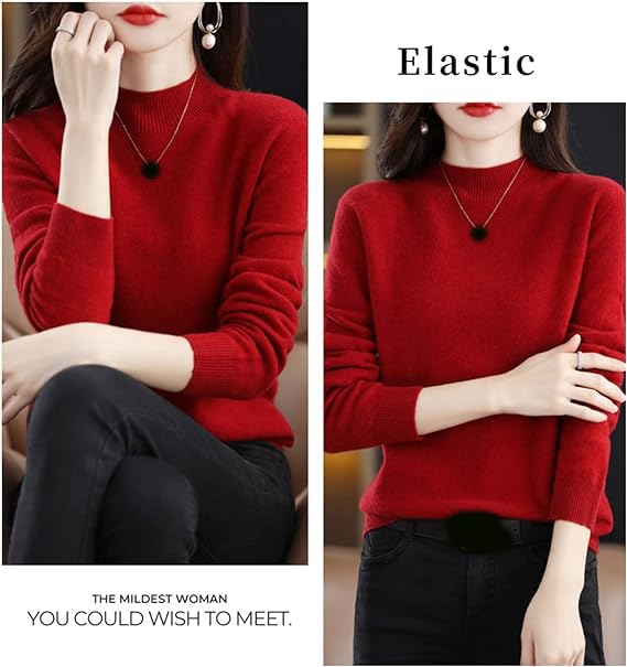 Cashmere Sweaters for Women, 100% Cashmere Crew Neck Long Sleeve Soft Pullover Sweater2