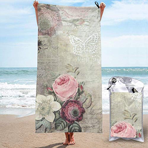 Gebrb Toalla de baño de Microfibra,Toallas de Gimnasio Butterfly and Flower Microfiber Fast Drying...