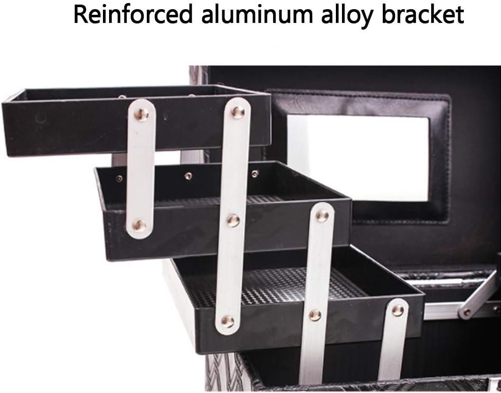 Cosmetic Case Portable Large Capacity Multi-Function Travel Cosmetic Storage Box Professional Storage Jewelry Nails (Black)