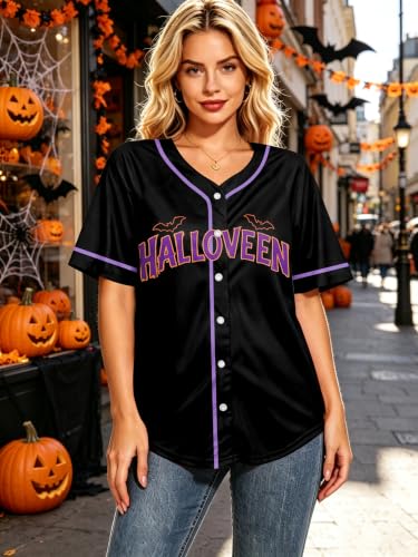 LAZYCHILD Halloween Shirts for Women Funny Halloween Ghost Button Down Top - image 5