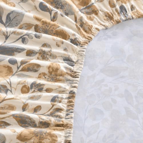 Image of LANE LINEN Symphony | 100% Cotton Sheet Set | Soft & Breathable Fabric | 3 Piece (1 Bedsheet + 2 Pillow Covers) | King Bed Sheet Set - Mustard and Grey Floral