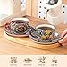 Henten Home Ceramic 8.5 oz Tea Cup Set, Latte Cup with Saucers Set of 6, Boho Style Cup for Cappuccino, Coffee, Hot Cocoa, Espresso, Microwave & Dishwasher Safe