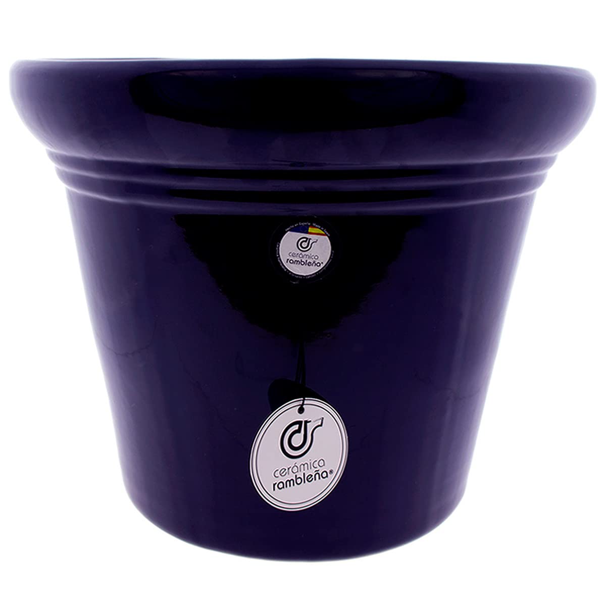 CERÁMICA RAMBLEÑA | Maceta Grande | Maceta Original | Maceta Exterior | Maceta Pintada rambleña - Azul Cobalto - Modelo D120 | 30x30x25 cm