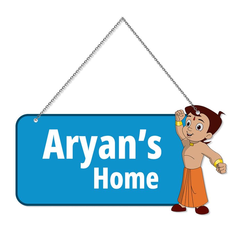 Personalized Name Sign, Wood, Personalized Gift for Kids on Birthday | Return Gift | Kids Room Decor | Doremon Name Plate with Hanging Chain — image 1