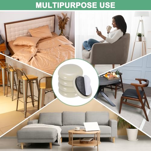 Image of M METERXITY 24-Pack Furniture Sliders, 1 inch Diameter EVA Foam Felt Pad Self-Adhesive Mover Glides for Carpet /Chair /Tables, Furniture Round Pads Floor Protectors [White]