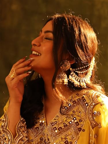 Image of Shining Diva Fashion Earrings for Women Girls Stylish Fancy Traditional Jhumka Jhumki Bahubali Kundan Pearl Ear Chain