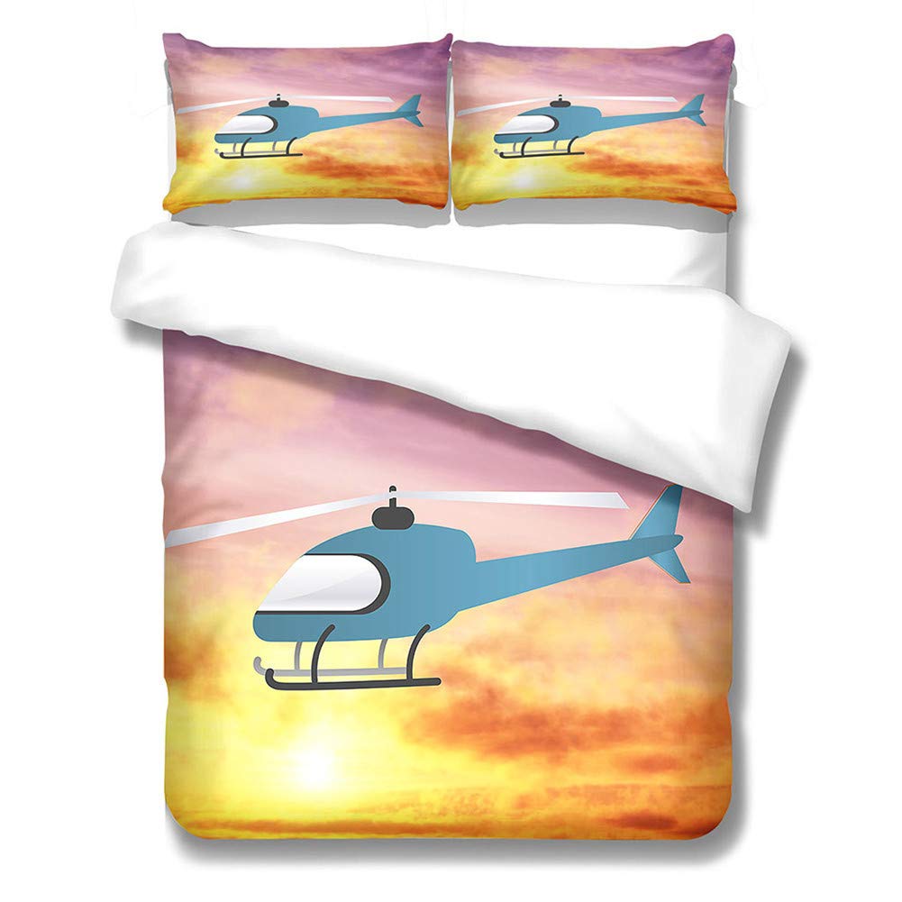 Ensemble de literie 3 pièces avec parure de lit 3d avion bleu housse de couette 260x220cm grand lit