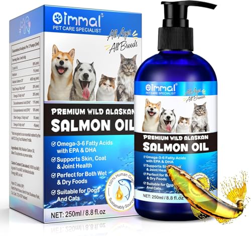 Fish Oil for Dogs,Omega 3 Salmon Oil for Pet’s Skin and Coat,Natural EPA + DHA Fatty Acids for Joint Function, Immune & Heart Health, Alaskan Salmon Oil Supplement and Support – 250ml