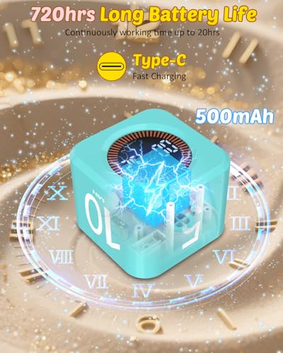 Image of Pomodoro Timer Cube Visual Productivity Flip Timer for Kids Classroom Desk, 5 /10 /25 /50min& Custom Countdown, Silent&Sound Mode Digital Cube for ADHD Study Work School Game Kitchen (Mint Green)