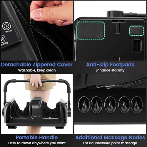 Image of Giantex Foot Massager with Heat and Remote Control, Calf Massager with 3 Massage Settings, Timer, Washable Cover, Adjustable Stand, Foot Massage Machine for Calf Arms Relax, Gift for Women Men (Black)
