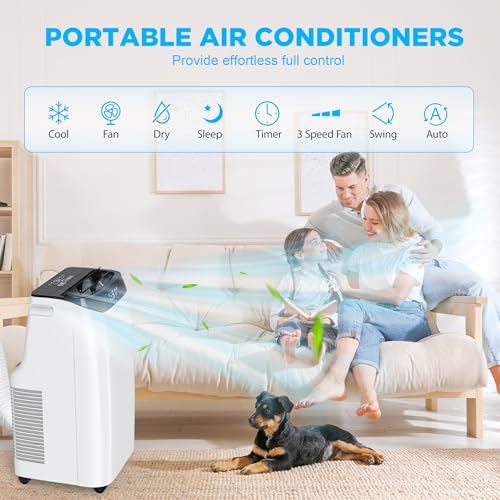 Image of 12,000 BTU Portable Air Conditioner Cools Up to 500 Sq.Ft, 3-IN-1 Energy Efficient Portable AC Unit with Remote Control & Installation Kits for Large Room, Campervan, Office, Temporary Space