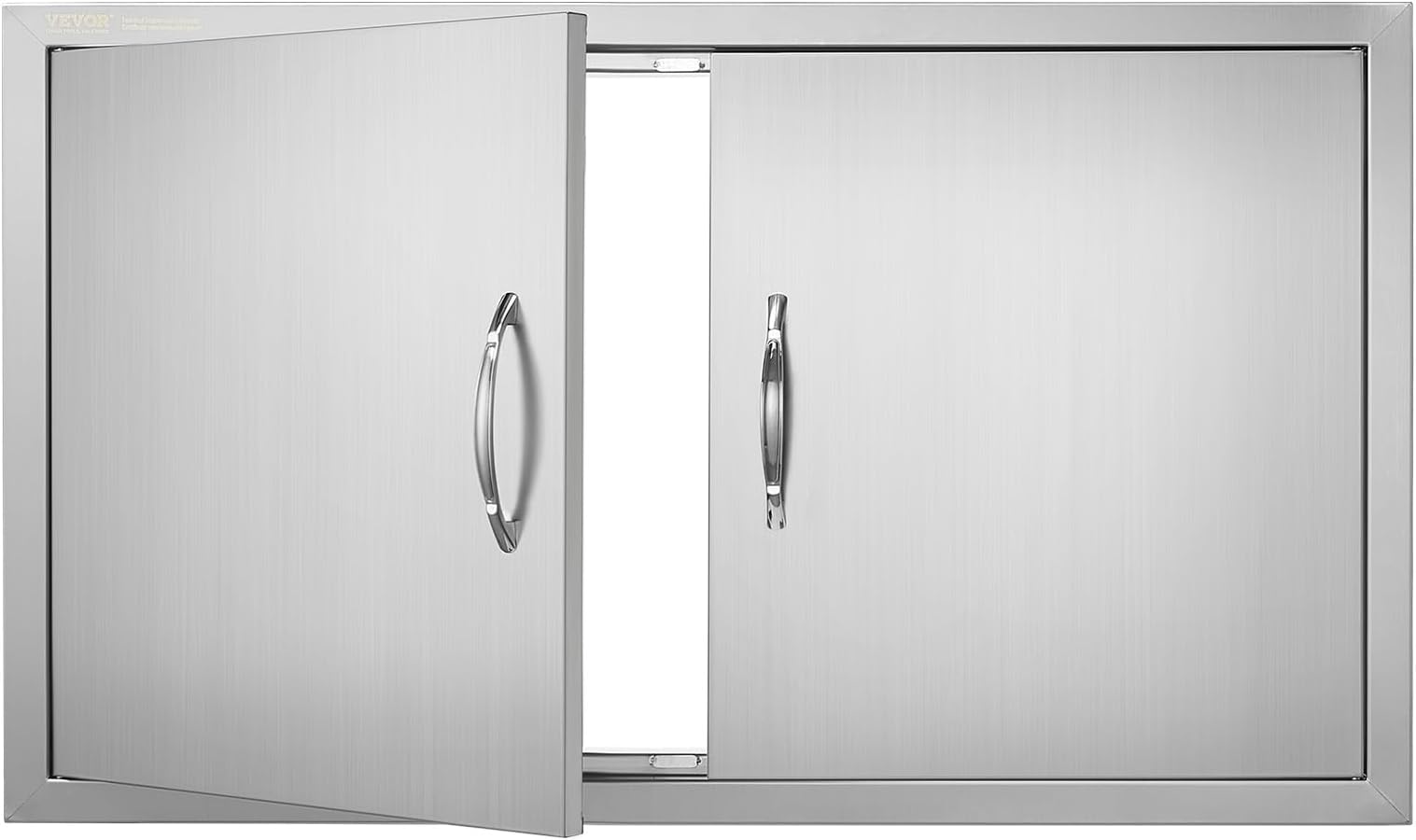 VEVOR BBQ Double Outdoor Kitchen Door - 36W x 21H Inch, Stainless Steel Flush Mount Vertical Door with Handles for Grilling Station, Outside Cabinet