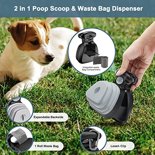 Ankilo Hundekotgreifer für Unterwegs, Hundekotzange Pooper Scooper mit 6er Beutel, Tragbare Hundekotschaufel mit Erweiterbarem Fach für Hundekotbeutel, Kotschaufel Hunde