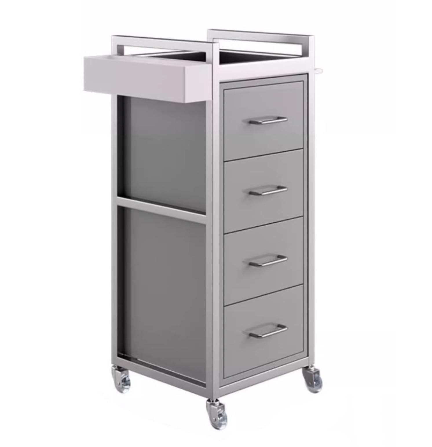Salon 4 Drawers Rolling Cart With Wheels Mobile Hairdressing Barber For Beauty Barbershop For Shops(Grey)