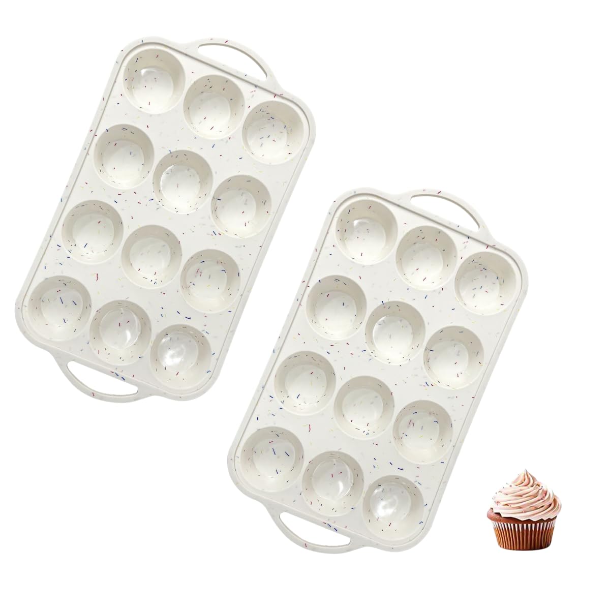 Moules a Pain En Silicone Moule a Pain Rond Lot De 2 Moule a Muffins Et Cupcakes En Silicone Avec Anneau En Acier Intégré Pour La Pâtisserie Maison 12 Trous