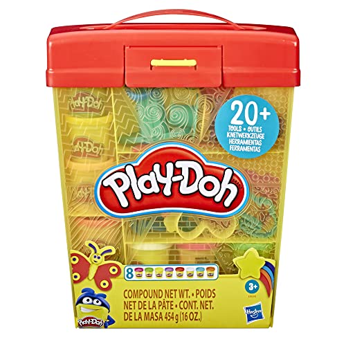 Play-Doh Large Tools and Storage Activity Set for Children Aged 3 Years and Up with 8 Non-Toxic Colours and 20-Plus Tools