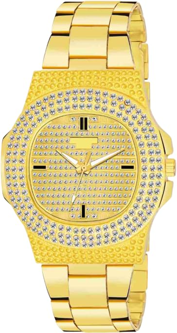 Analog Dial Diamond Chain Chrono Trendy Unisex Gold Watch (B0CF9CTYDH) Amazon Price History, Amazon Price Tracker