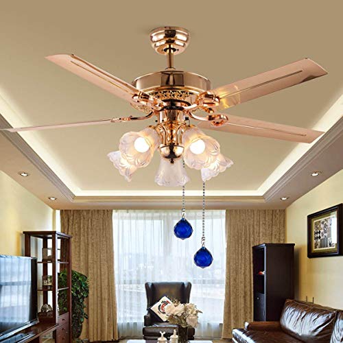 Image of Ceiling Fan Pull Chain, 2pcs 30mm Diameter Prism Ball Extension Chains with Decorative Light Bulb and Fan Cord (Blue
