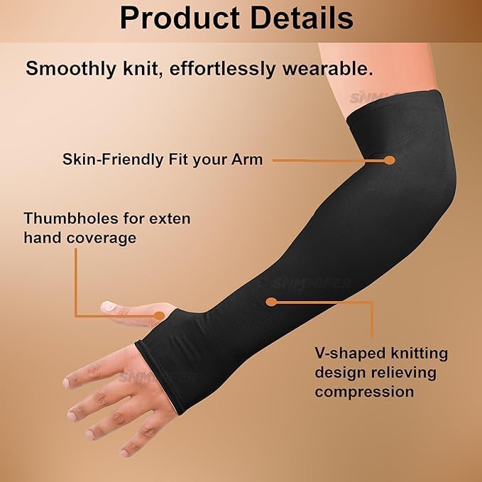 Image of MIZUNA Sun Protection Arm Sleeves Hand gloves For Men & Women,Thumb Holes UPF 50 Arm Cover for Biking,Cricket,Cycling, Golf, Outdoor Sports