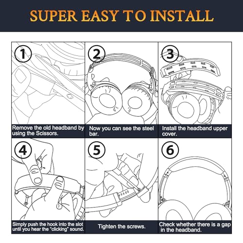 Image of SOULWIT Replacement Headband Pad Kit for Sony WH-1000XM4 (WH1000XM4) Headphones, Easy DIY Installation (Black)