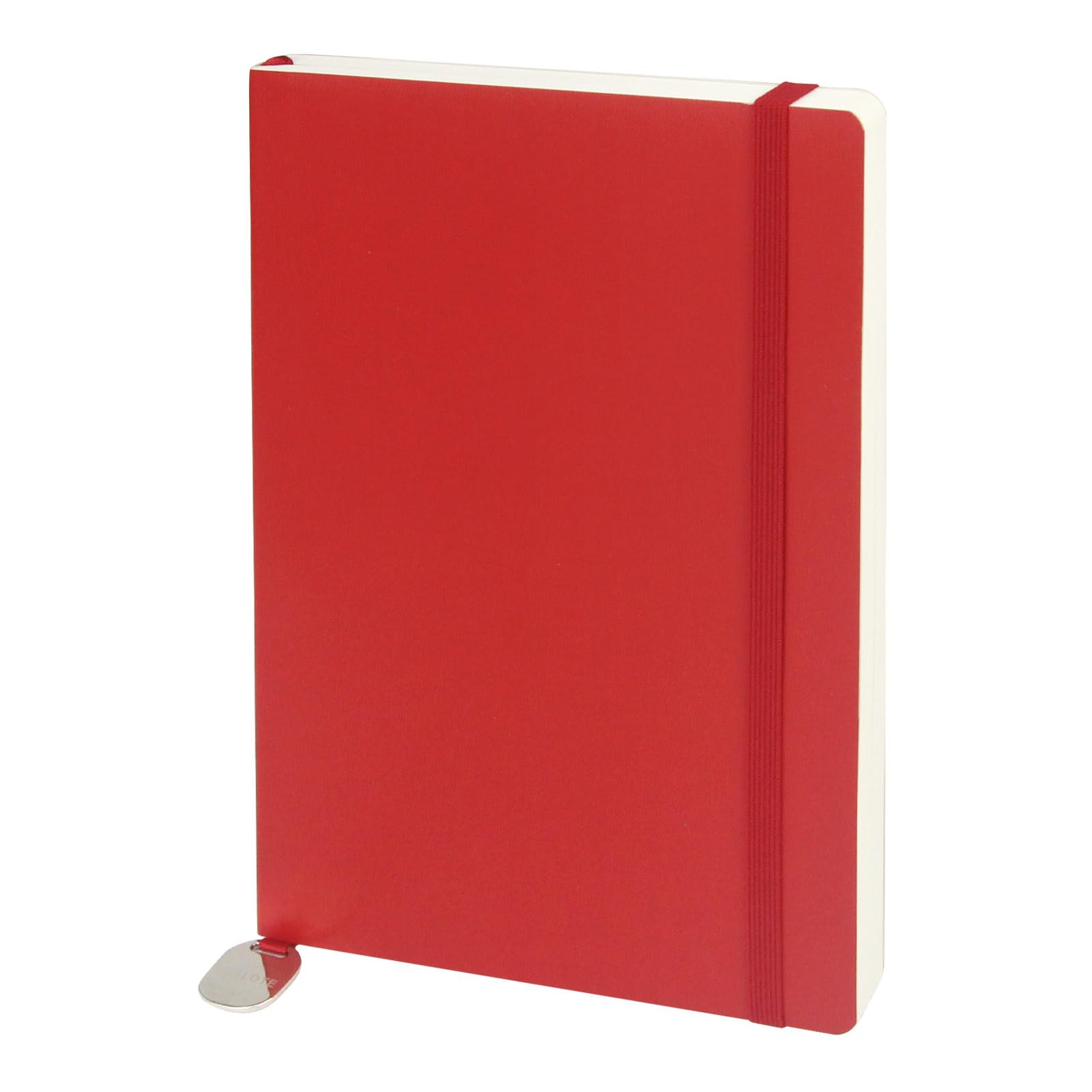 WETLOTE A5 Notebook, Blank, Softcover PU Leather with Sheepskin Feel, 212 Pages 80g Paper, Notebook with Elastic Band & Pocket for Office, School & University β Red