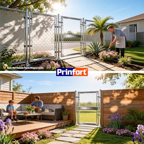 3x4FT(31.5"W x 47.2"H) Heavy Duty Chain Link Gate Easy Installation, Galvanized Steel Chain Link Gate Kit for Yard丨Pet Enclosure丨Backyard（Includes Galvanized Steel Pipes） by Prinfort - Used condition - Image 7