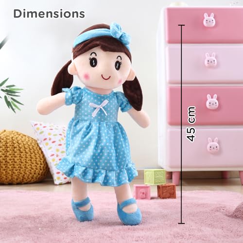Image of Play Nation Premium Emma Candy Doll | Stuffed Girl Winky Candy Doll | Cuddly Soft Washable Plush Toy | Safe for Kids | BIS Certified | Birthday Gift | 45 cm | 3+ Years (Blue)