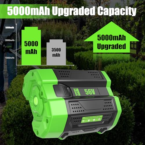 Image of 1Pack 56V Battery 5Ah and a Charger CH2100 Replacement for EGO 56V | BA2800T 56V Lithium ion Battery and CH2100 Charger Compatible with EGO Battery 56Volt Cordless Tools