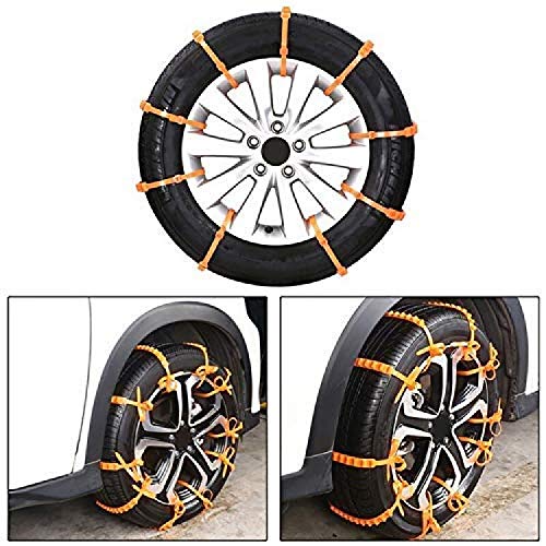 Cadenas de Nieve para Coche, Cadenas de Nieve para Coche, 10 Piezas, Cadenas de Nieve para neumáticos Anchos y Gruesos, Juego de Cadenas de Emergencia para neumáticos, Accesorios, Cadenas de