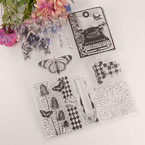 Plaid Achtergrond Honingraat Engels Letter Achtergrond Vlinder Vintage Telefoon Clear Stempels voor Kaarten Maken… - Image 6