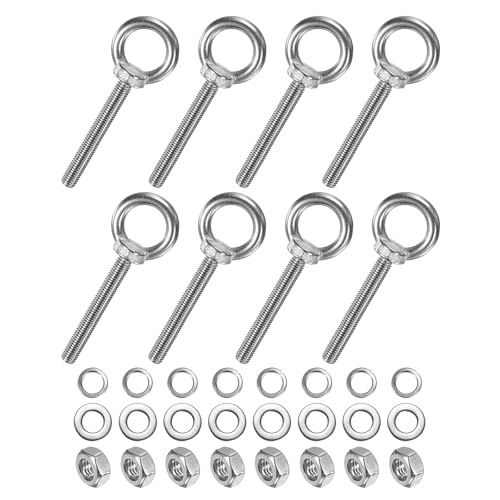M METERXITY 8-Sets Stainless Eyebolt M10x78mm Shoulder Lifting Eye Bolt with Nuts Washers Male Screw Thread Ring Shoulder Eye Bolts Length 3.07 Inch for Suspending/Fastening