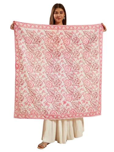 Image of Ravaiyaa - Attitude is everything Sanganer Hand Block Printed Scarves Pure Cotton Scarf Square Hijab Dupatta 40 inch X 40 inch Inch