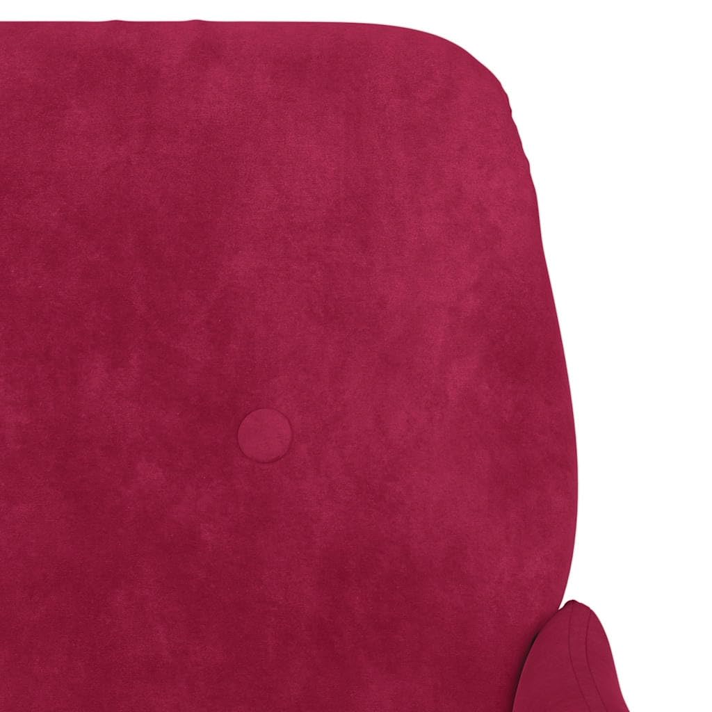 Poltrona imbottita con braccioli in tessuto di velluto rosso vinaccia, comoda poltrona con schienale e struttura in metallo per relax e comfort