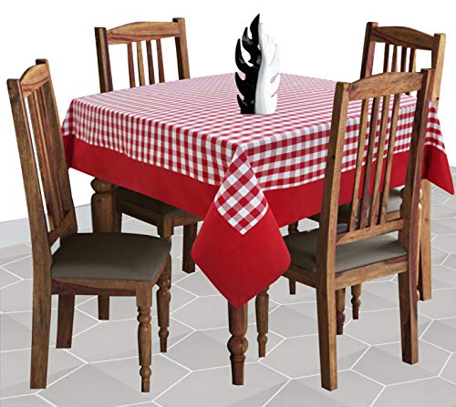 Image of AIRWILL Cotton Checkered Pattern 4 Seater Table Cloth Pack of 1 pc (Red)
