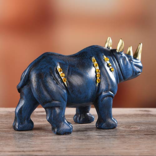 Estatua de Rinoceronte de Resina Azul para Decoración miniatura 6