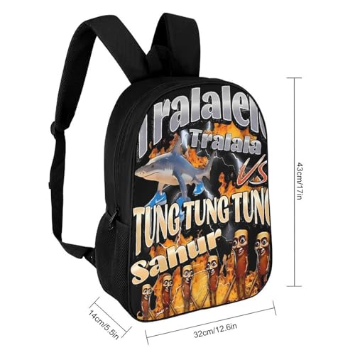 Tralalero-Tralala Brainrot Merch 17 Inch Shoulder Backpack Italian-Brainrot Meme Water Resistant Lightweight Daypack2