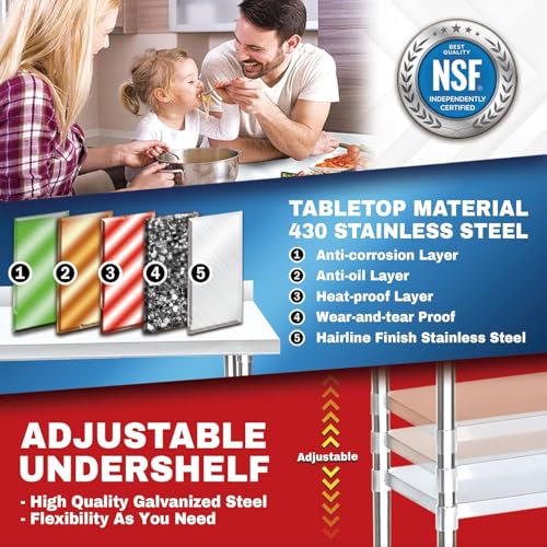 Image of DuraSteel NSF Stainless Steel Table - 24 x 30 Inch Metal Work Table w /Undershelf - Commercial Kitchen, Restaurant, Garage, Laundry - Outdoor Stainless Steel Prep Tables Countertop Island Grill Small