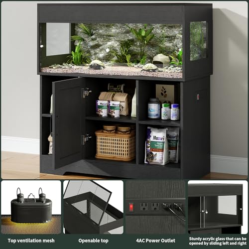Image of Herture 40 Gallon Reptile Terrarium Tank with Cabinet,Reptile Enclosure