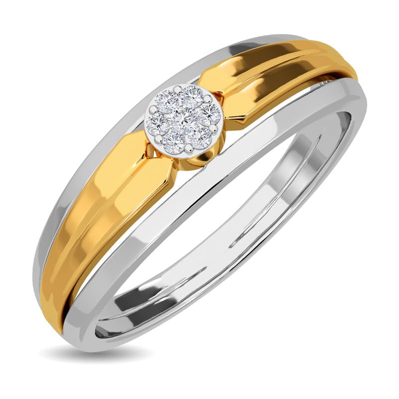 Image of KISNA 14k / 18k Real Gold & Diamond Ring | Diwali, Rakhi Rakshabandhan Gift for Brother, Husband | With Certificate of Authenticity & BIS-Hallmarked Gold Jewellery | Samuel Diamond Ring For Him