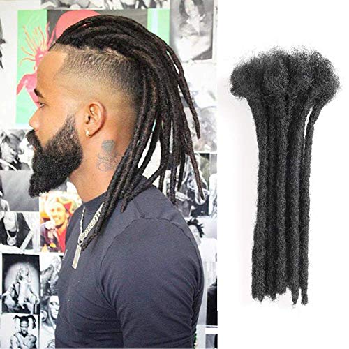 100% Human Hair Dreadlocks Extensions Handmade 8inch （20cm）-Sold 10 to a Bundle Natual Black Solid Color