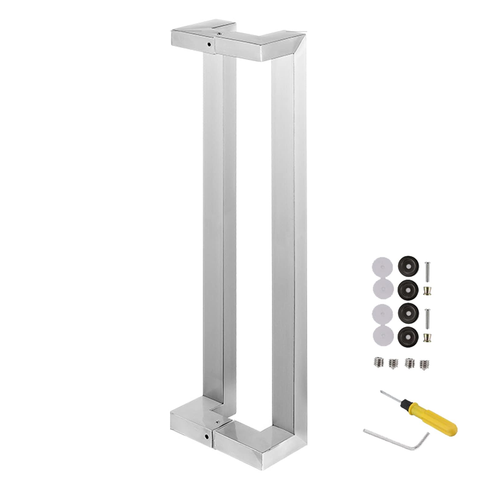 Gthtuhfd Silver Black Matte Door Handle For Bathroom/Garage/Sheds 80Cm/31.5 Inch Exterior/Interior Pull Push Handle With Installation Fittings Pocket Doors Compatible Stylish And,-43Cm/16.9