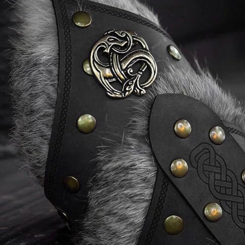Chauffe-bras viking en cuir et brasselets médiévaux de caractère - 6