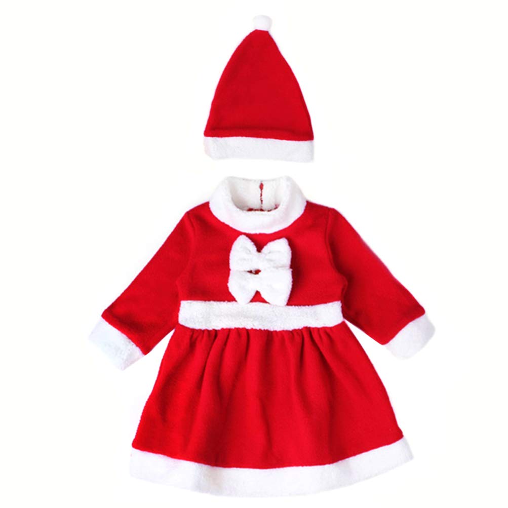 FENICAL Christmas outfit toddler Christmas costume set party cosplay dress and hat set for children babies  size S