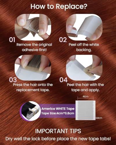 Image of LaaVoo Hair Extensions Tape in Auburn Brown Tape in Hair Extensions Human Hair Seamless Tape on Extension Soft Hair 20inch 40pcs 100g