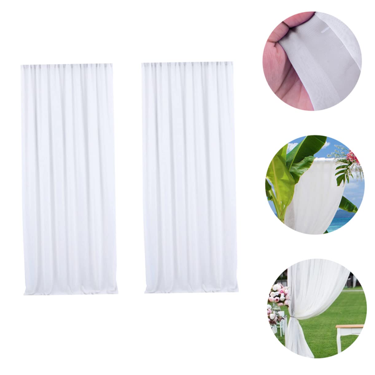 Alipis 2 Stück Weiße Chiffon Hintergrundvorhänge für Hochzeit und Fenster | Digitale Foto und Videoaufnahmen, Glatte Oberfläche mit Feiner Verarbeitung, Schlicht Elegant