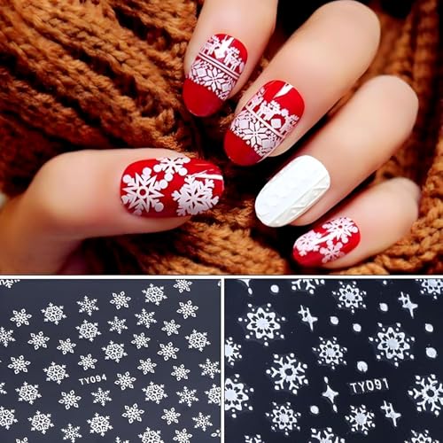 12 Sheets Snowflake Nail Art Stickers 3D Self- Adhesive Nail Deals Christmas Nail Stickers for Nail Art Winter Nail Art Supplies for Acrylic Nails Christmas Nail Design Decoration for Women - Image 3